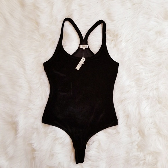 Madewell Tops - NWT Madewell Black Velvet bodysuit
